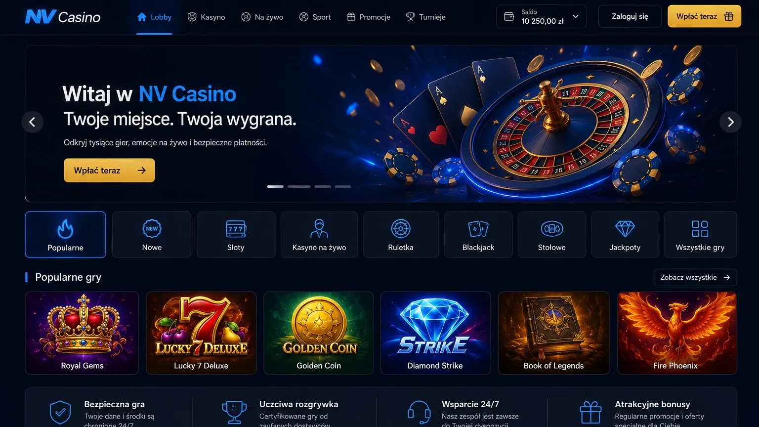 NV Casino – metody płatności i limity wpłat w PLN